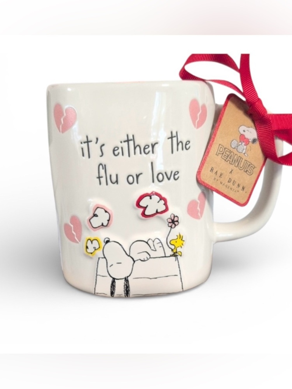 NEW Rae Dunn x Peanuts Snoopy It's Either The Flu or Love Valentine's Day Mug